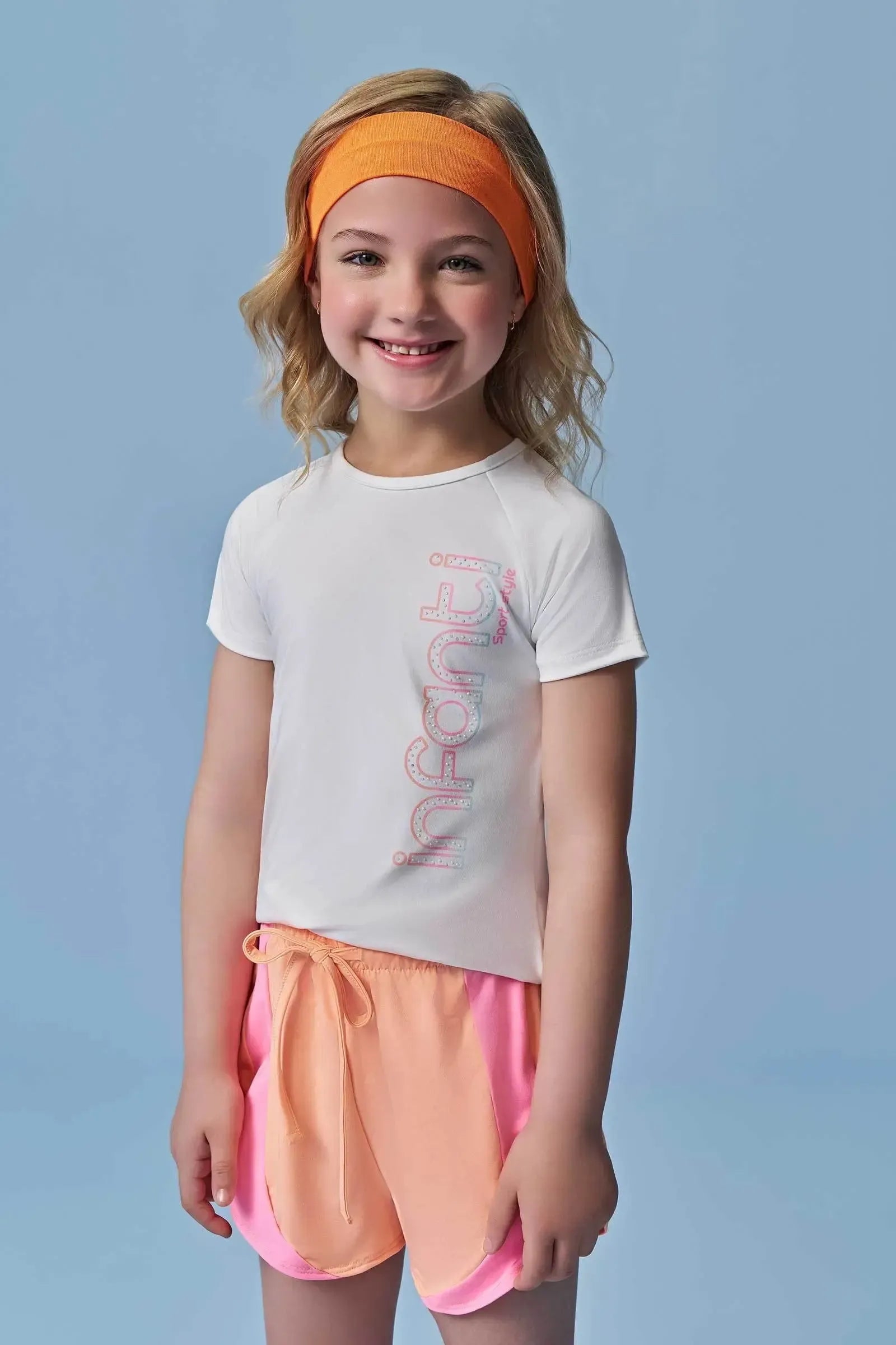 Conjunto de Blusa e Shorts em Malha UV 50+ 96336 Infanti Infantil Menina