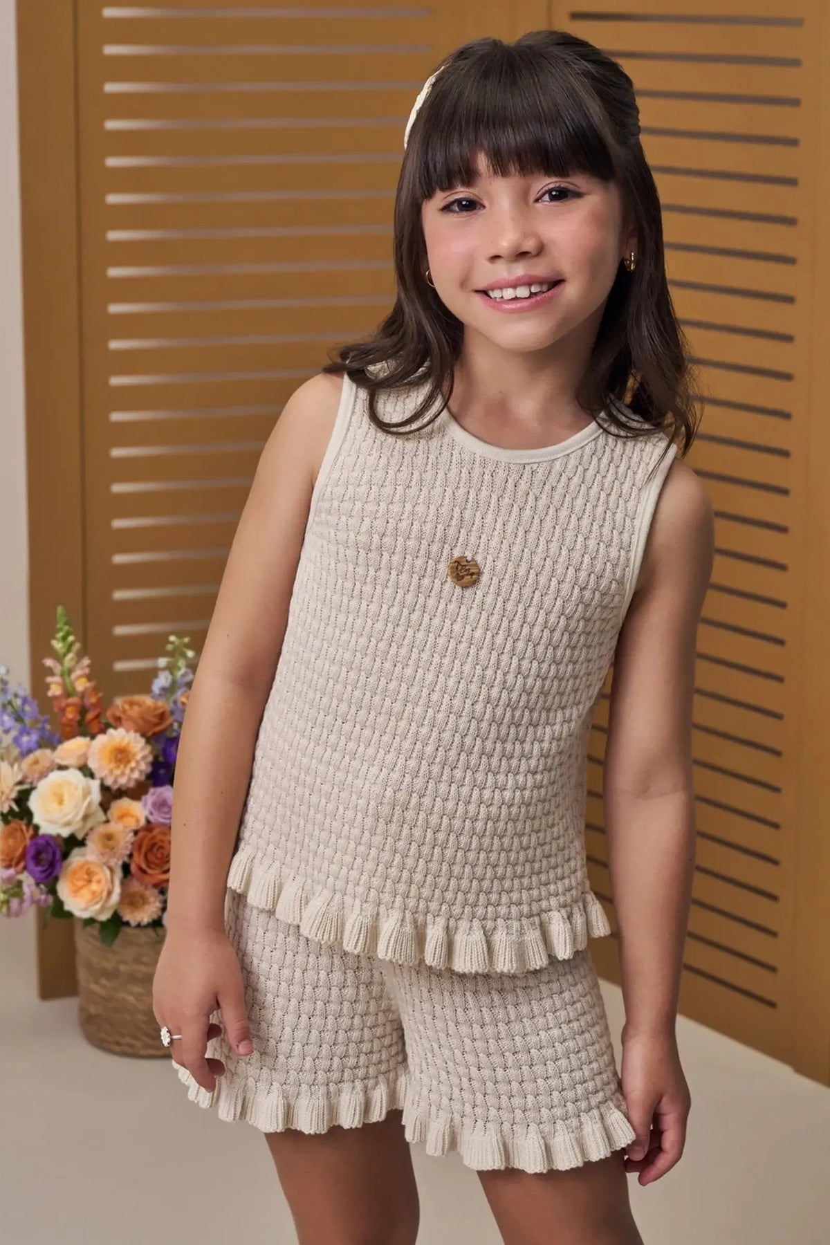 Conjunto de Blusa e Shorts em Tricot 100% Algodão 97551 Infanti Infantil Menina