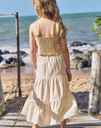 Conjunto de Blusa em Blend de Viscose e Saia Midi em Linho Santorine com Elastano 96501 Infanti Infantil Menina