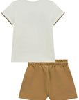 Conjunto de Blusa em Canelado Liz com Shorts em Moletom sem Pelúcia 99166 Infanti Infantil Menina