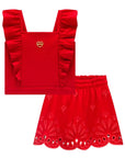 Conjunto de Blusa em Canelado Liz e Saia em Cotton. (Com Shorts Embutido) 21725 Infanti Infantil Menina