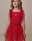 Conjunto de Blusa em Canelado Liz e Saia em Cotton. (Com Shorts Embutido) 21725 Infanti Infantil Menina