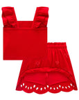 Conjunto de Blusa em Canelado Liz e Saia em Cotton. (Com Shorts Embutido) 21725 Infanti Infantil Menina