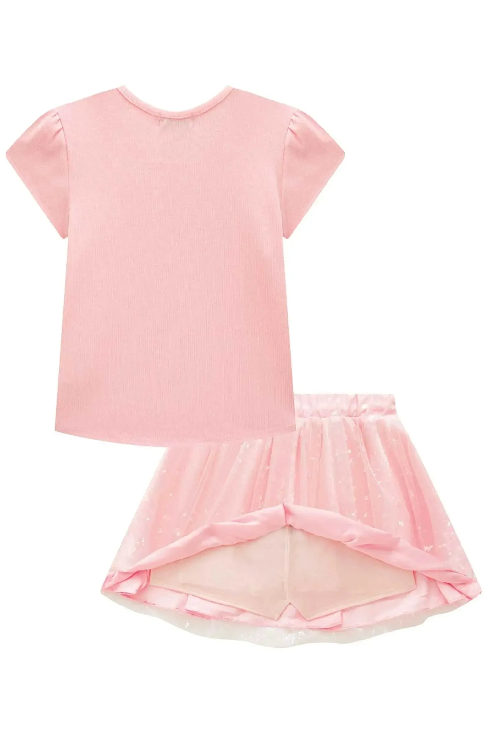 Conjunto de Blusa em Canelado Liz e Saia em Tule Borboleta com Shorts Embutido 87405 Infanti Infantil Menina