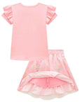 Conjunto de Blusa em Canelado Liz e Saia em Tule Bordado Borboletas. Com Short Embutido 98897 Infanti Infantil Menina