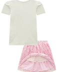 Conjunto de Blusa em Canelado Liz e Saia em Tule Bordado Paetê. Com Shorts Embutido 82181 Infanti