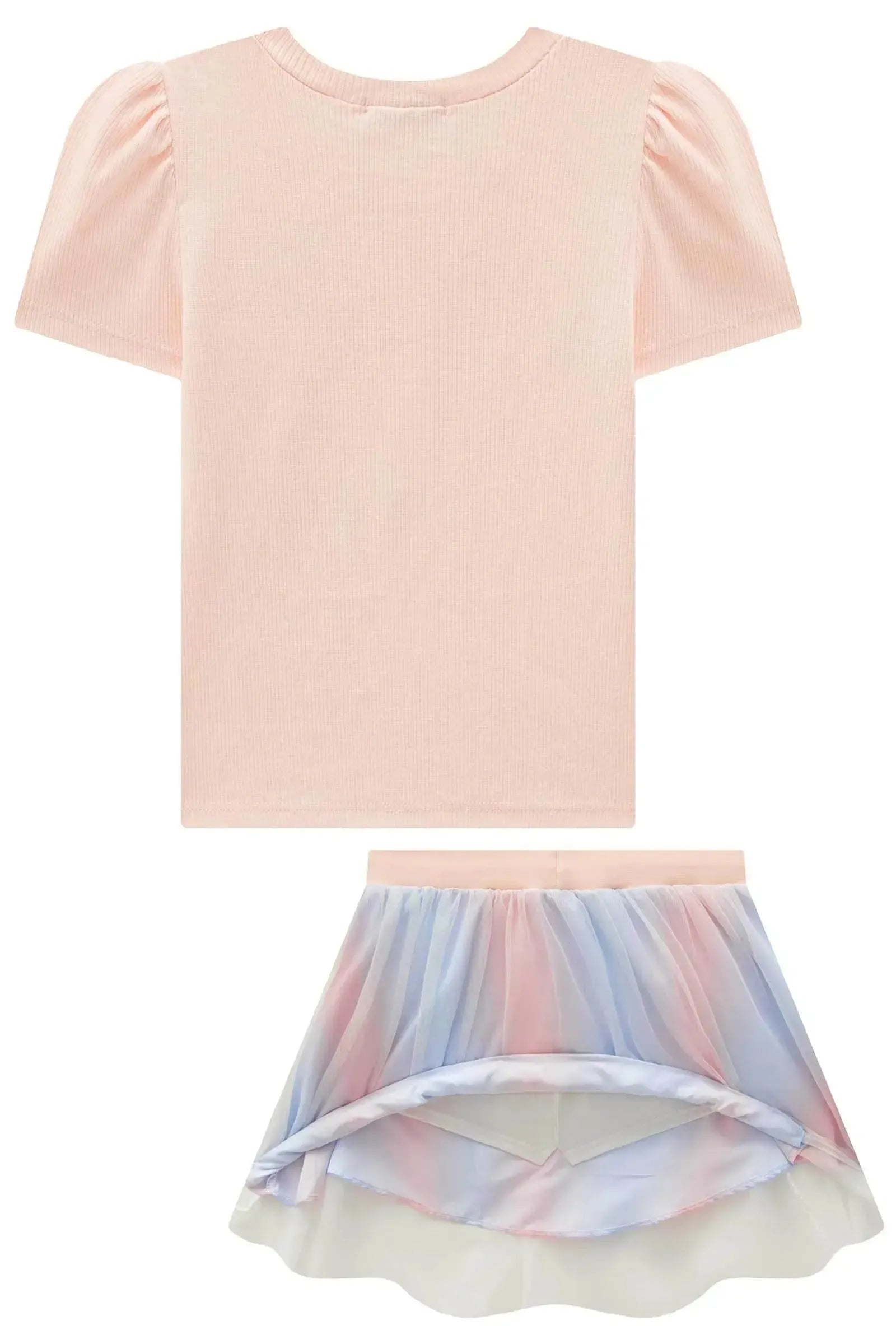 Conjunto de Blusa em Canelado Liz e Saia em Tule com Elastano. Com Shorts Embutido 97341 Infanti Infantil Menina