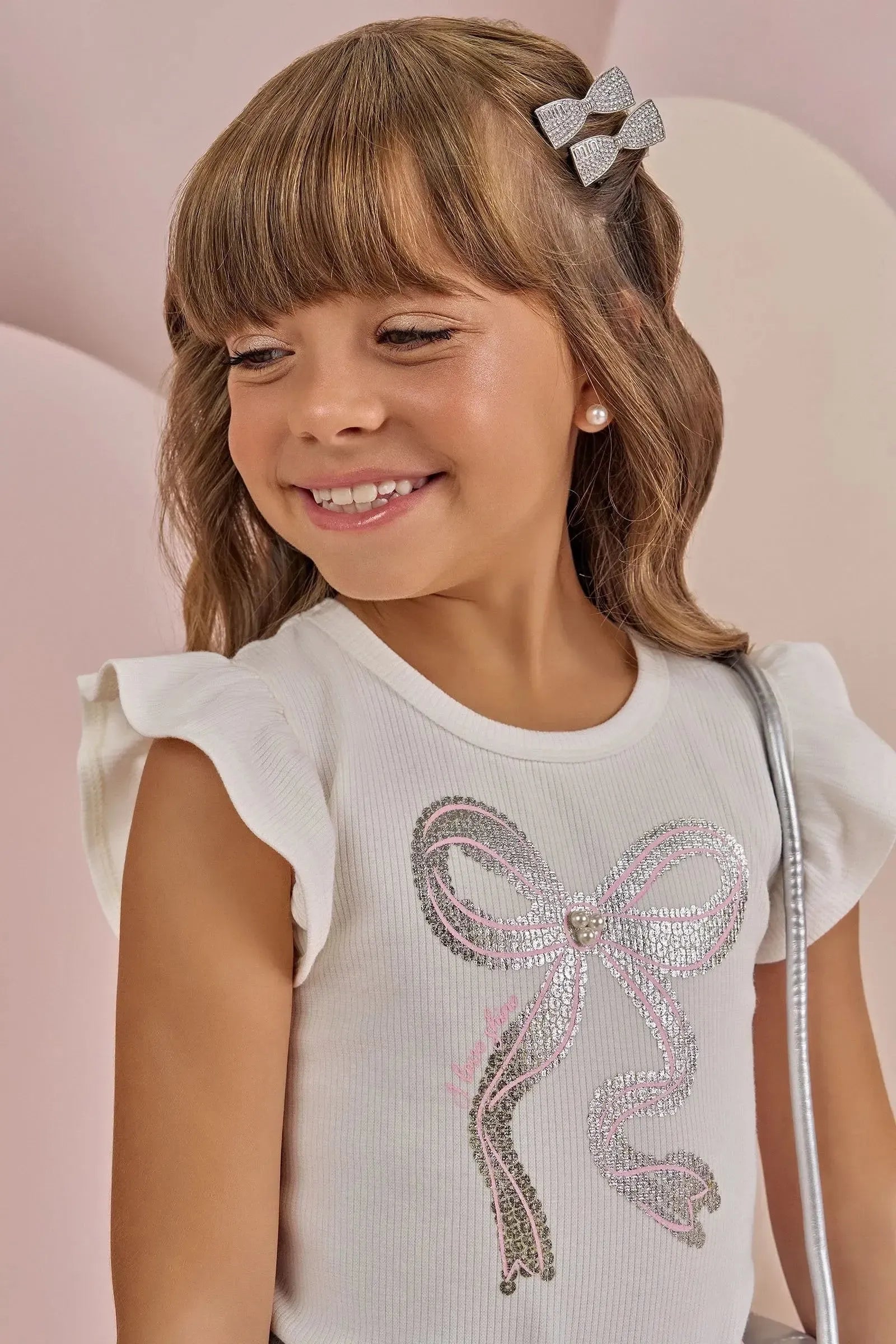 Conjunto de Blusa em Canelado Liz e Saia em Tule Foil Degradê com Shorts Embutido 87409 Infanti Infantil Menina