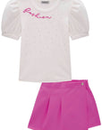 Conjunto de Blusa em Canelado Liz e Short Saia em Alfaiataria 81631 Infanti