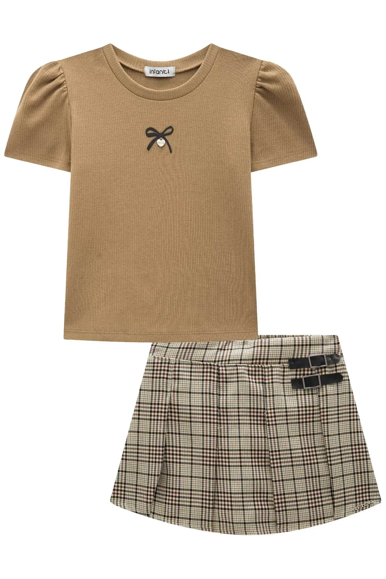 Conjunto de Blusa em Canelado Liz e Short Saia em Alfaiataria 93650 Infanti Infantil Menina