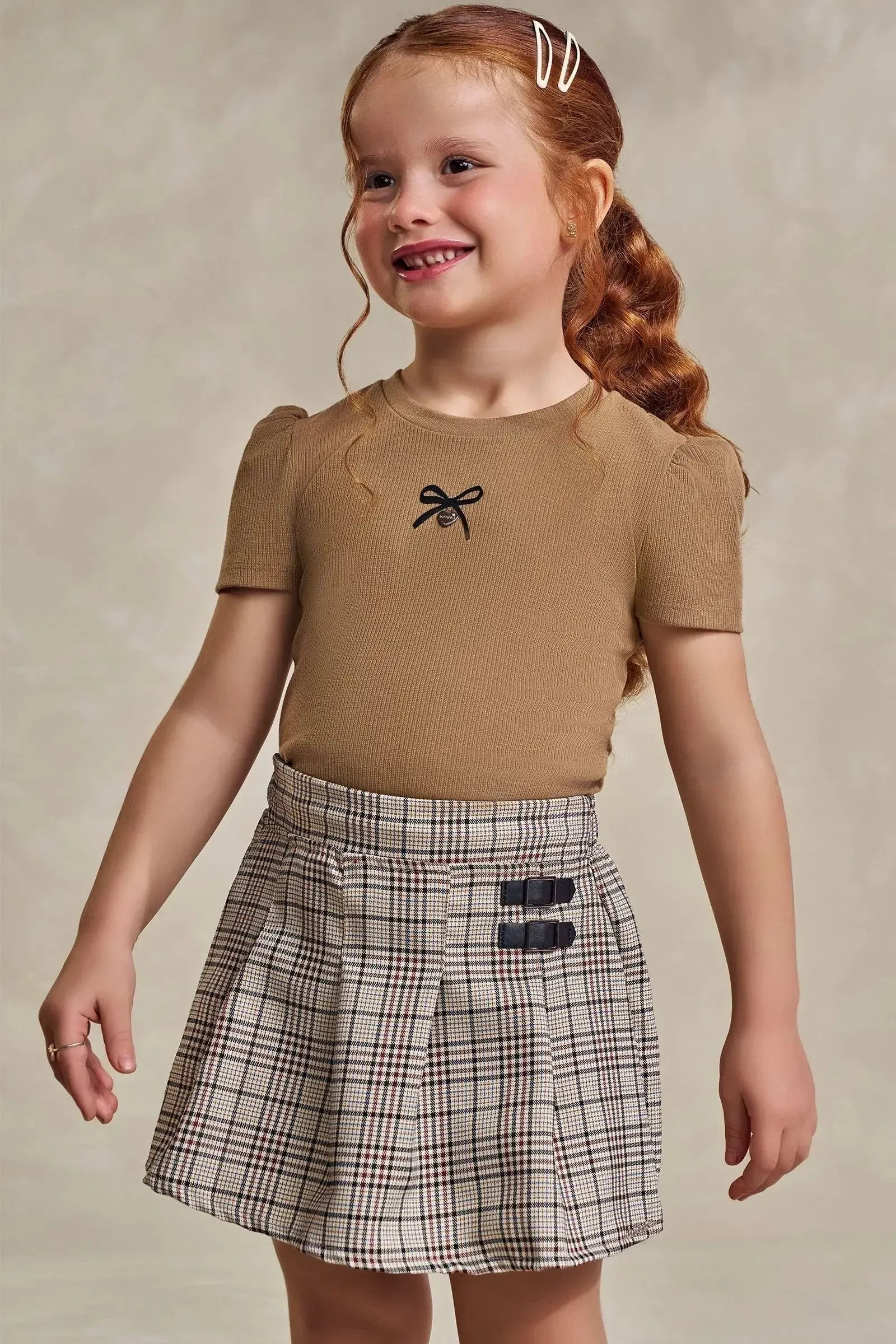 Conjunto de Blusa em Canelado Liz e Short Saia em Alfaiataria 93650 Infanti Infantil Menina