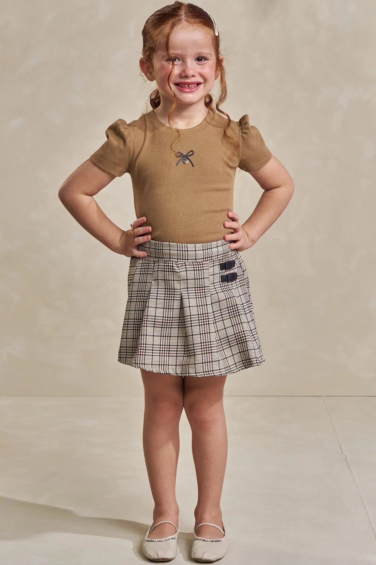 Conjunto de Blusa em Canelado Liz e Short Saia em Alfaiataria 93650 Infanti Infantil Menina