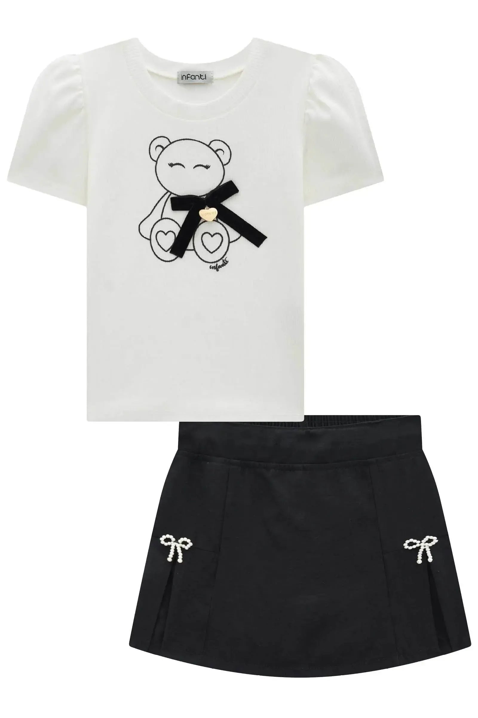 Conjunto de Blusa em Canelado Liz e Short Saia em Alfaiataria 97162 Infanti Infantil Menina