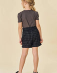 Conjunto de Blusa em Canelado Liz e Short Saia em Malha Pied Poule 82215 Infanti