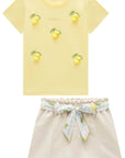 Conjunto de Blusa em Canelado Liz e Short Saia em Moletom Linho sem Pelúcia 95886 Infanti Infantil Menina