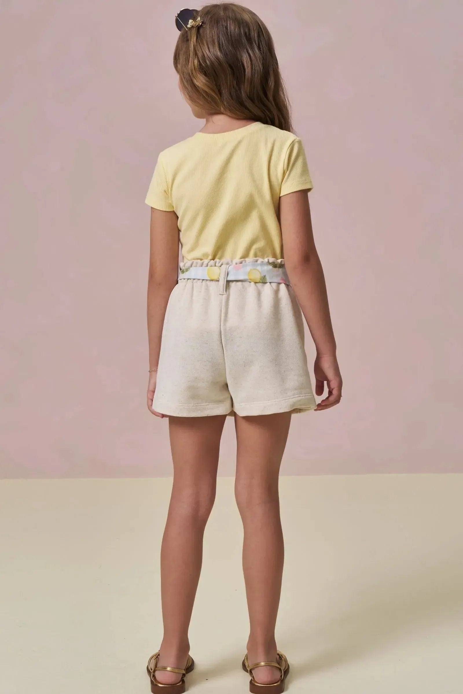 Conjunto de Blusa em Canelado Liz e Short Saia em Moletom Linho sem Pelúcia 95886 Infanti Infantil Menina