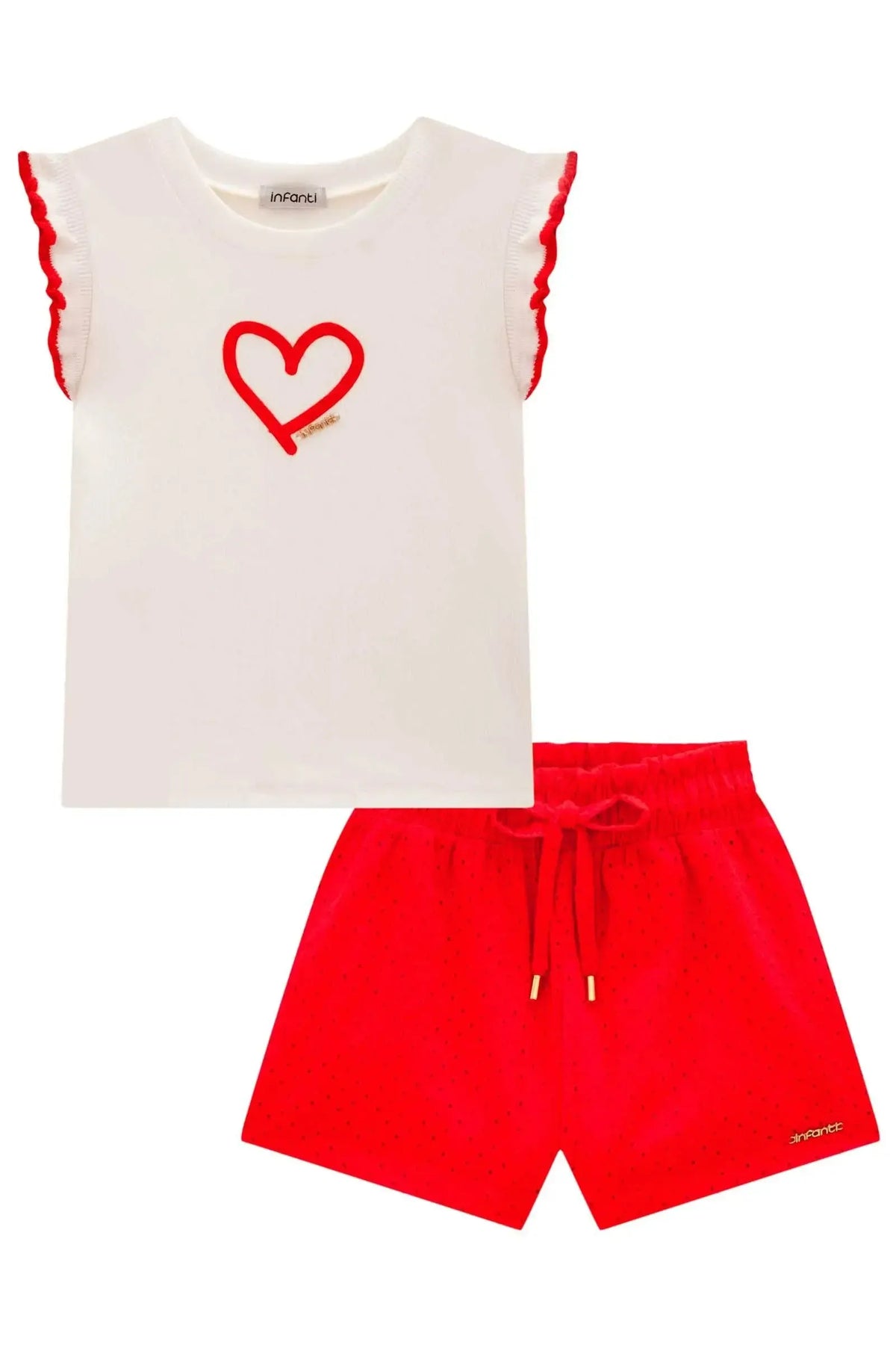 Conjunto de Blusa em Canelado Liz e Shorts em Laise Bordada 98683 Infanti Infantil Menina