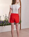 Conjunto de Blusa em Canelado Liz e Shorts em Laise Bordada 98683 Infanti Infantil Menina