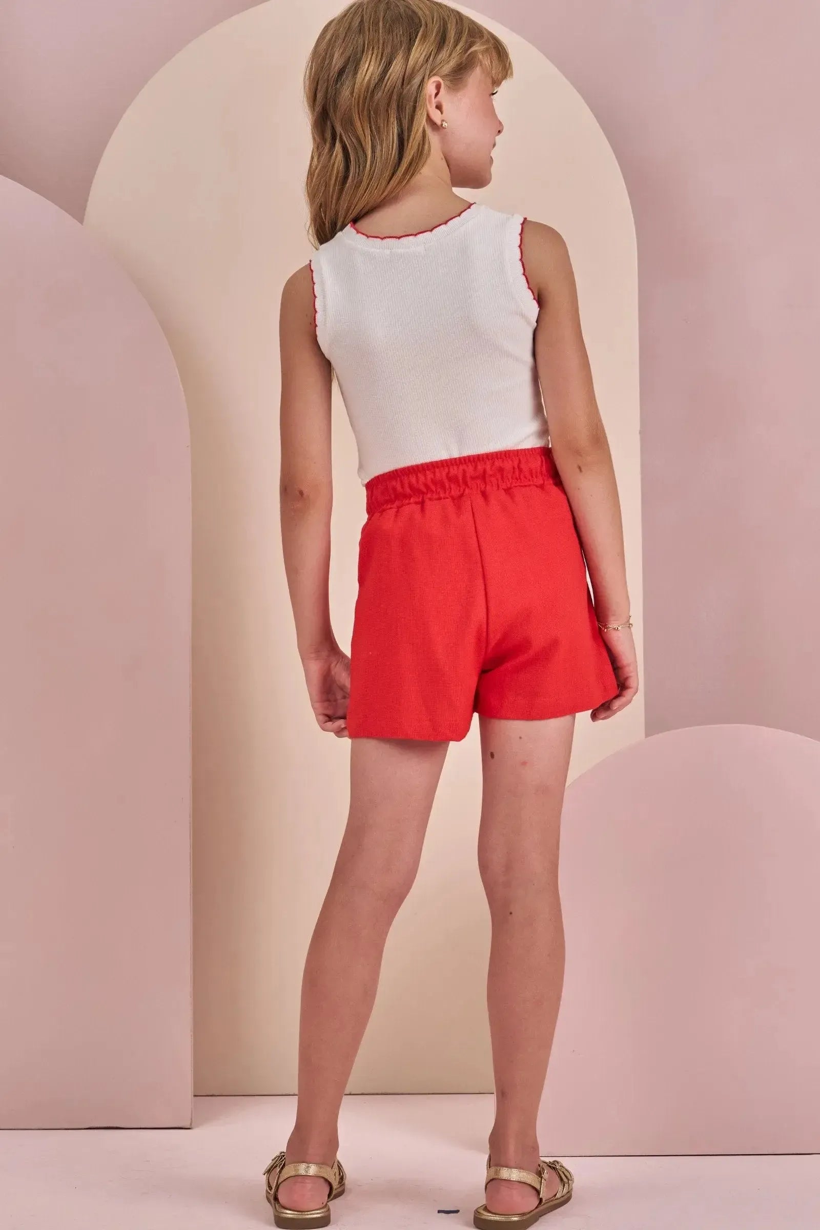 Conjunto de Blusa em Canelado Liz e Shorts em Linho com Elastano 87777 Infanti Infantil Menina