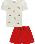 Conjunto de Blusa em Canelado Liz e Shorts em Malha Enrugada 96657 Infanti Infantil Menina