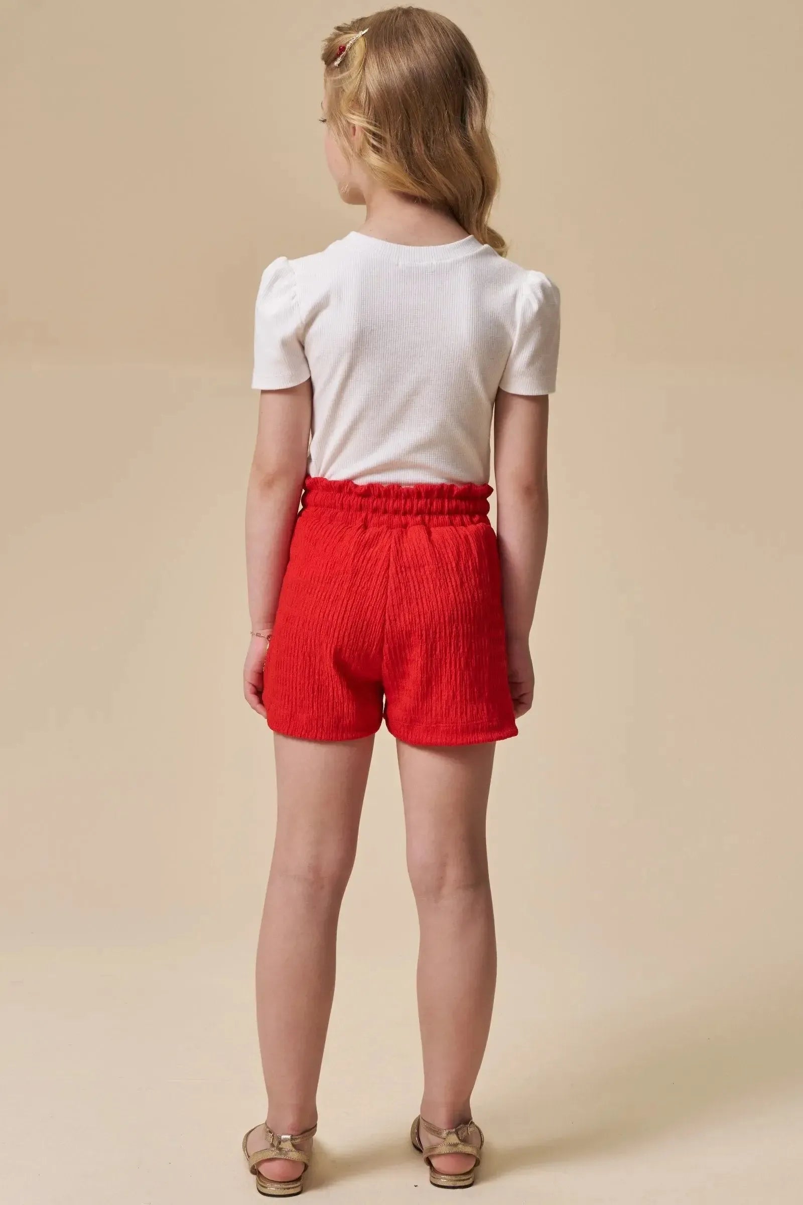 Conjunto de Blusa em Canelado Liz e Shorts em Malha Enrugada 96657 Infanti Infantil Menina