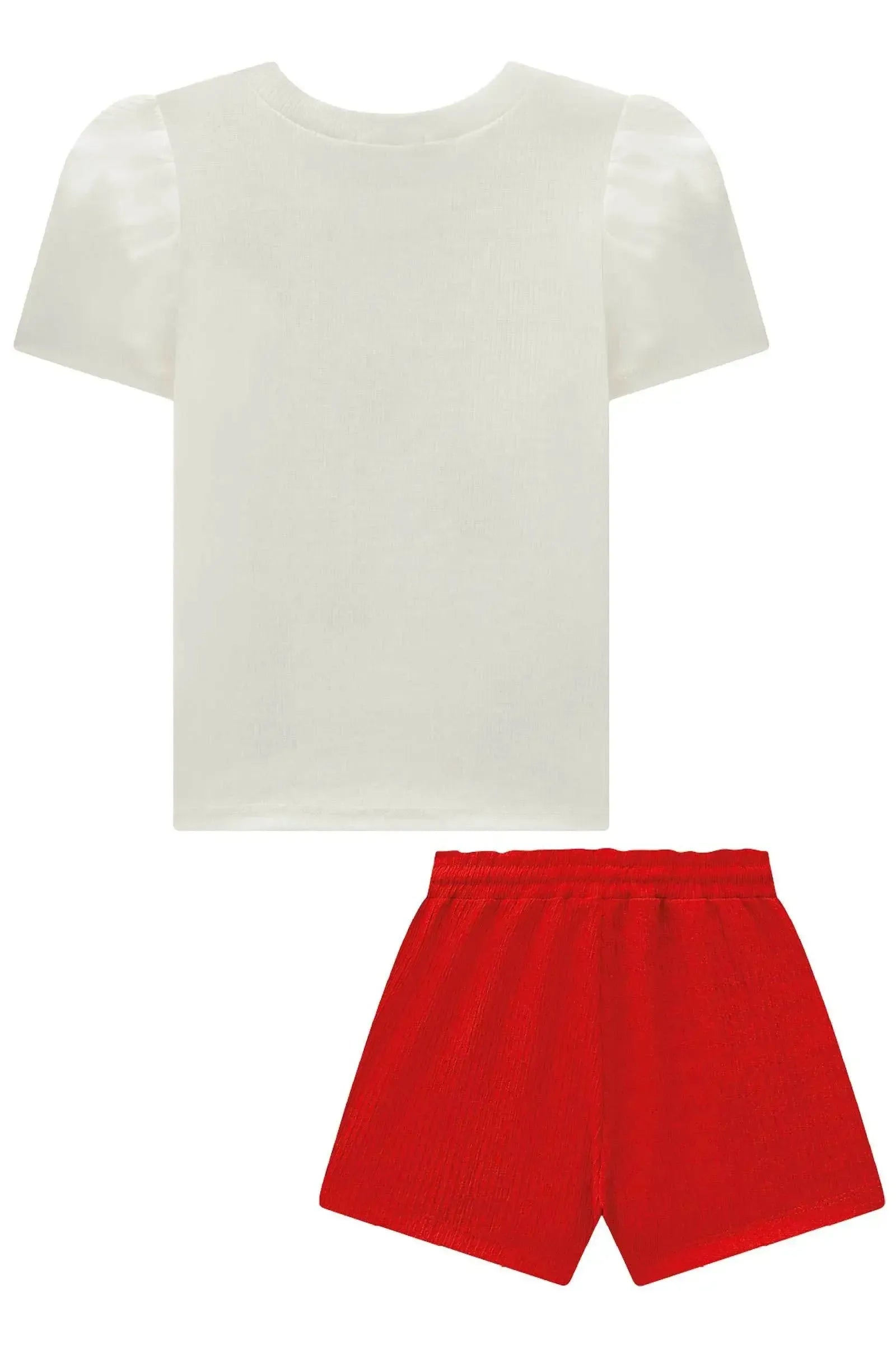 Conjunto de Blusa em Canelado Liz e Shorts em Malha Enrugada 96657 Infanti Infantil Menina