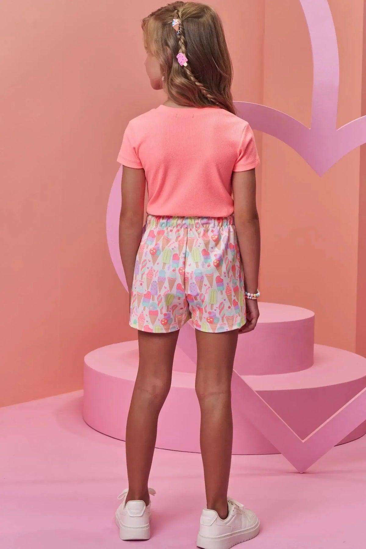 Conjunto de Blusa em Canelado Liz e Shorts em Molecotton 98376 Infanti Infantil Menina