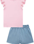 Conjunto de Blusa em Canelado Maui com Short Saia em Molecotton 75944 Infanti