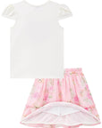 Conjunto de Blusa em Cotton com Saia em Chiffon Brilho. Com Shorts Embutido. 75009 Infanti