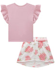 Conjunto de Blusa em Cotton com Saia em Sarja Daryl com Elastano. Com Shorts Embutido. 74807 Infanti