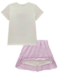 Conjunto de Blusa em Cotton com Saia em Tricoline Vichy (com Shorts Embutido) 99215 Infanti Infantil Menina
