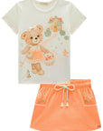 Conjunto de Blusa em Cotton com Short Saia em Canelado Liz 98129 Infanti Infantil Menina