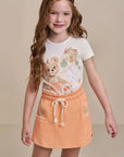 Conjunto de Blusa em Cotton com Short Saia em Canelado Liz 98129 Infanti Infantil Menina
