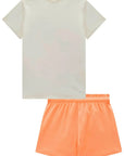 Conjunto de Blusa em Cotton com Short Saia em Canelado Liz 98129 Infanti Infantil Menina