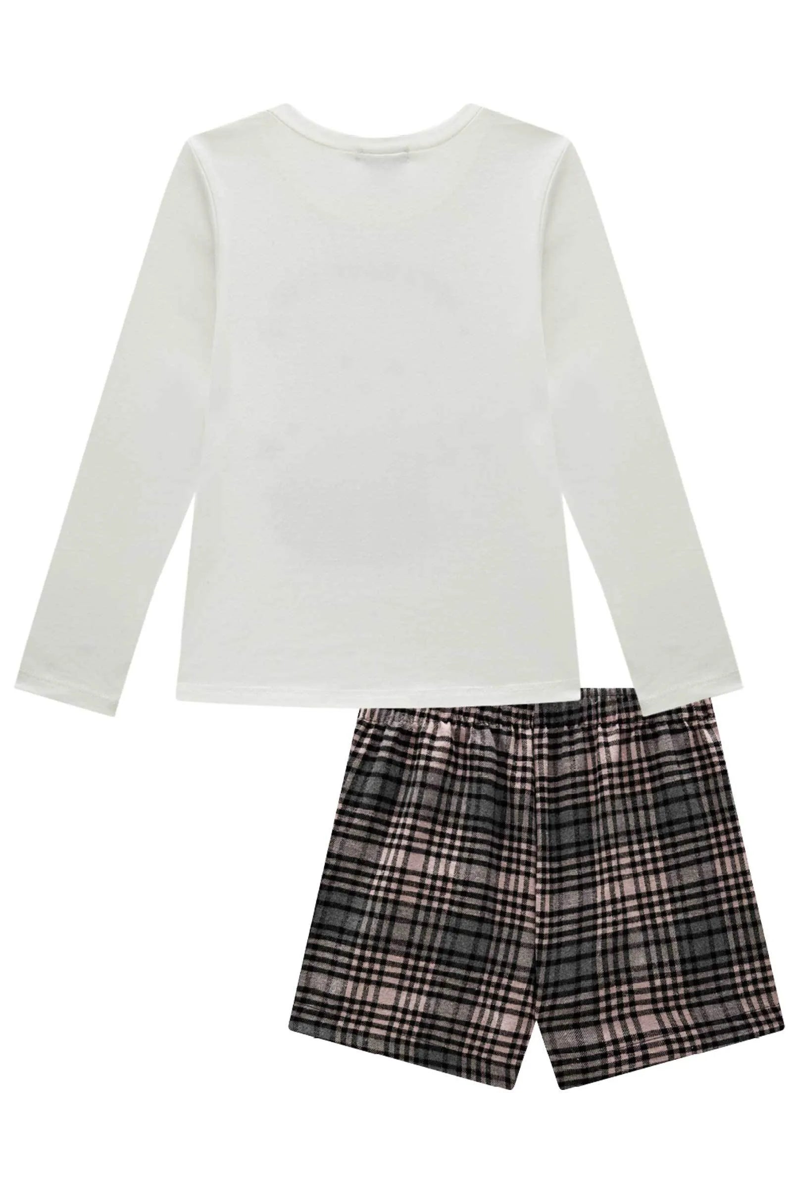 Conjunto de Blusa em Cotton com Short Saia em Flanela Montreal 92621 Infanti Infantil Menina