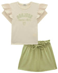 Conjunto de Blusa em Cotton com Short Saia em Molevisco 82212 Infanti