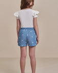 Conjunto de Blusa em Cotton com Shorts em Denim Bordado 98111 Infanti Infantil Menina