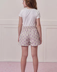 Conjunto de Blusa em Cotton com Shorts em Linho Bordado Poá 99394 Infanti Infantil Menina