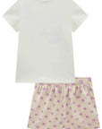 Conjunto de Blusa em Cotton com Shorts em Linho Bordado Poá 99394 Infanti Infantil Menina