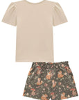 Conjunto de Blusa em Cotton com Shorts em Moletom Linho sem Pelúcia 82167 Infanti