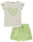 Conjunto de Blusa em Cotton com Shorts em Moletom sem Pelúcia 75692 Infanti