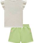 Conjunto de Blusa em Cotton com Shorts em Moletom sem Pelúcia 75692 Infanti