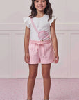 Conjunto de Blusa em Cotton com Shorts em Moletom sem Pelúcia 99400 Infanti Infantil Menina