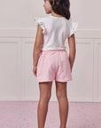 Conjunto de Blusa em Cotton com Shorts em Moletom sem Pelúcia 99400 Infanti Infantil Menina