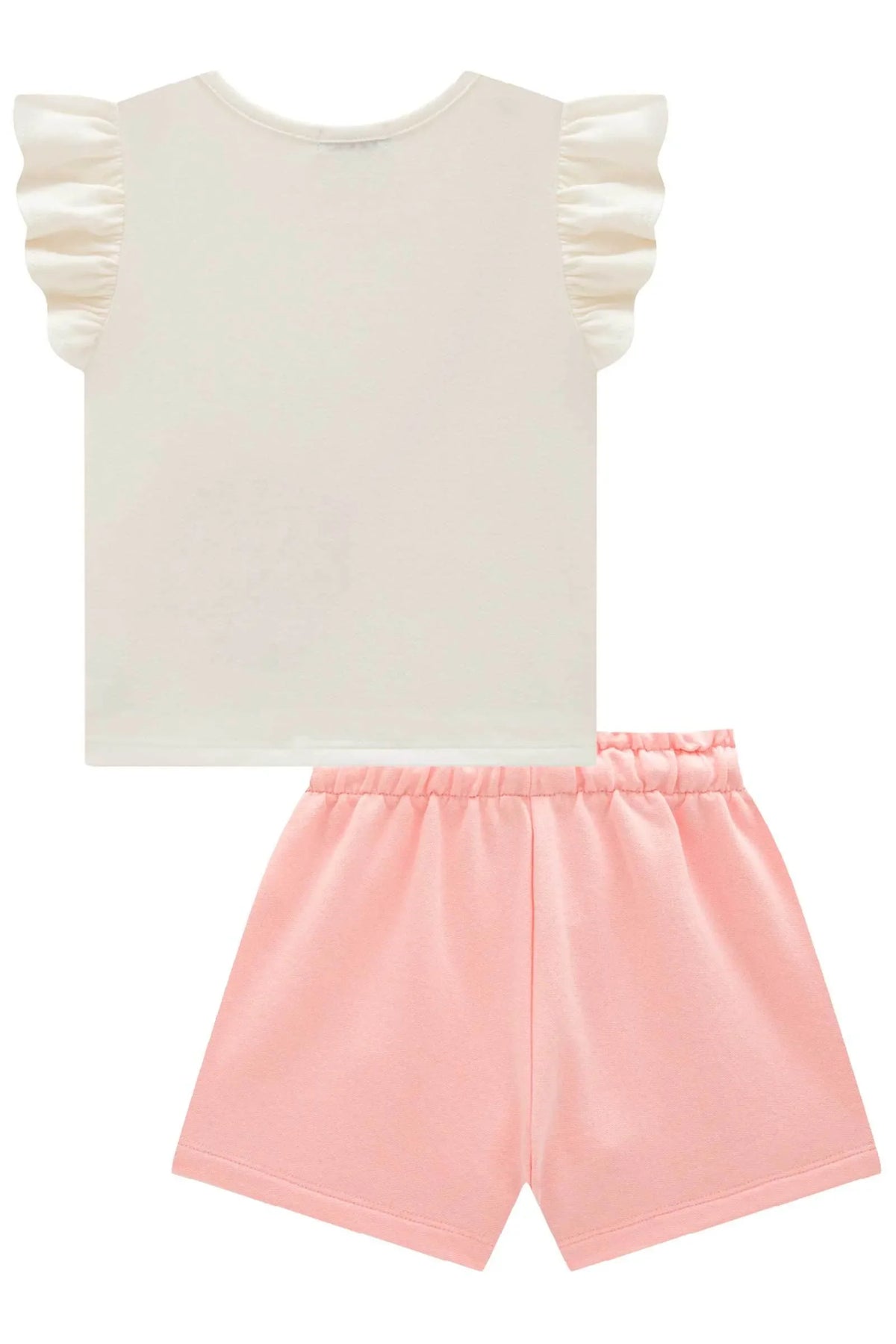 Conjunto de Blusa em Cotton com Shorts em Moletom sem Pelúcia 99400 Infanti Infantil Menina