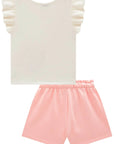 Conjunto de Blusa em Cotton com Shorts em Moletom sem Pelúcia 99400 Infanti Infantil Menina