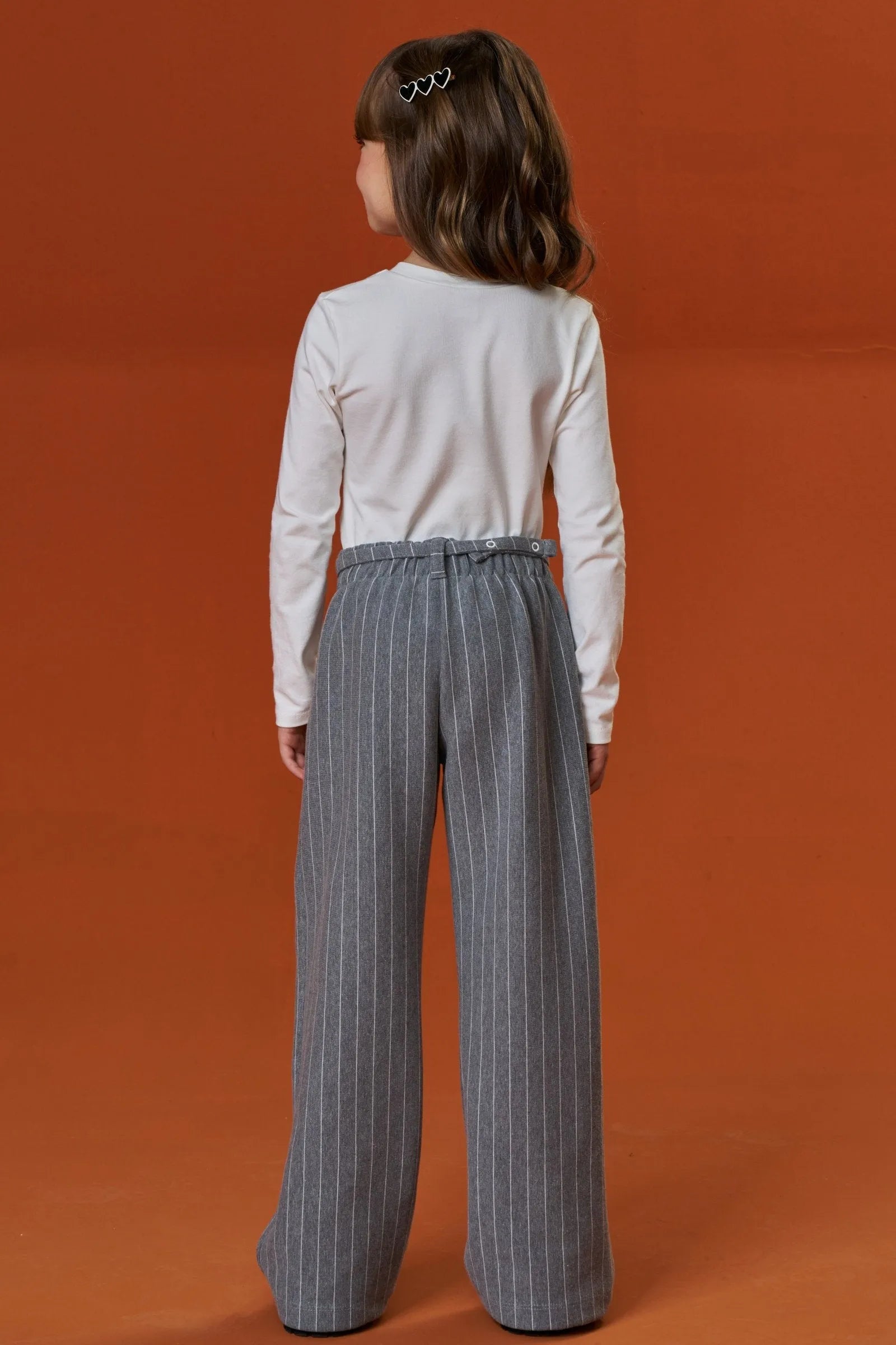 Conjunto de Blusa em Cotton e Calça em Malhão Listrado 90817 Infanti Infantil Menina