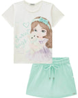 Conjunto de Blusa em Cotton e Short Saia em Canelado Liz 84341 Infanti Infantil Menina