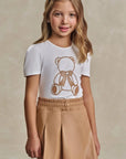 Conjunto de Blusa em Cotton e Short Saia em Couro Sintético 93642 Infanti Infantil Menina