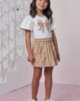 Conjunto de Blusa em Cotton e Short Saia em Linho com Elastano 98783 Infanti Infantil Menina